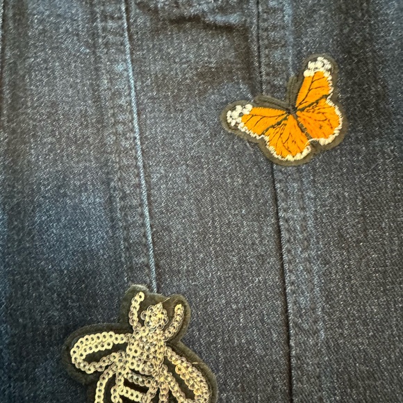 NY Collection Denim Jacket Sz L Blue Dark Wash 100% Cotton Embroidered Patchwork - Picture 15 of 16